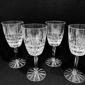 Vintage Val St Lambert Heavy Cut Crystal Water Goblets Set of 3